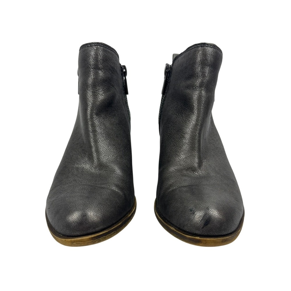 Lucky Brand Basel Metallic Pewter Silver Leather Ankle Booties LK-BASEL Size 7M - Picture 3 of 7